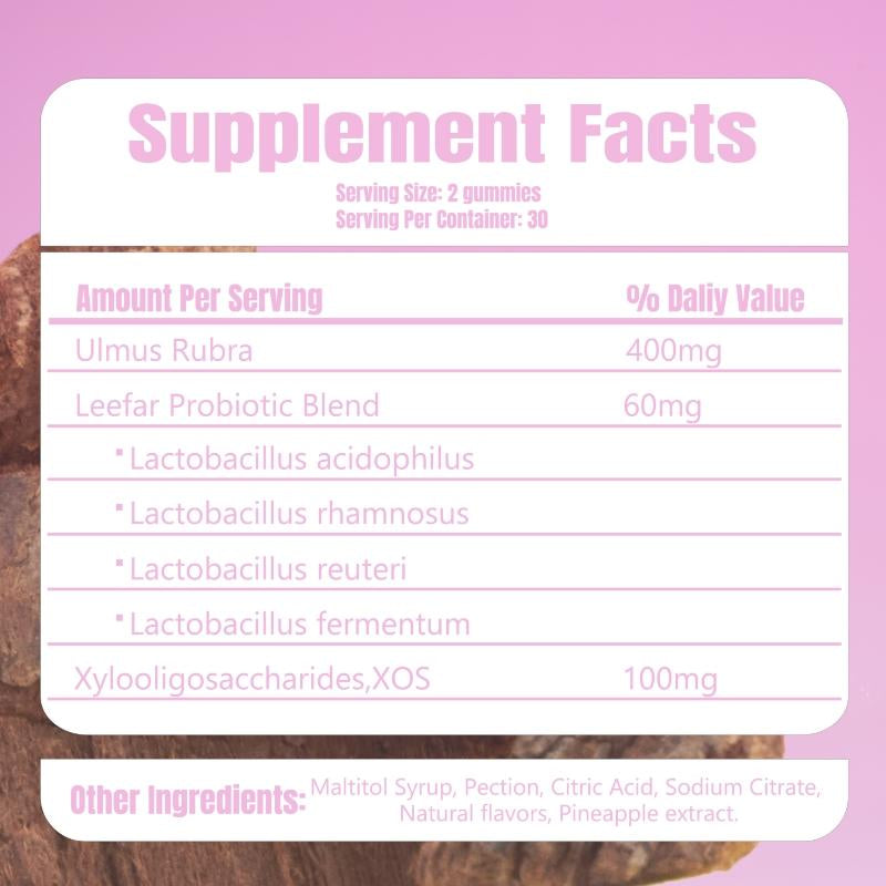 LEEFAR Her Juicy Feminine Probiotics Gummies - All-in-One Solution with Slippery Elm and Prebiotics for Women's pH Balance and Comfort - Delicious Hawaiian Pineapple Flavor, 60 Count