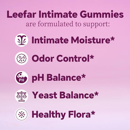 LEEFAR Her Juicy Feminine Probiotics Gummies - All-in-One Solution with Slippery Elm and Prebiotics for Women's pH Balance and Comfort - Delicious Hawaiian Pineapple Flavor, 60 Count