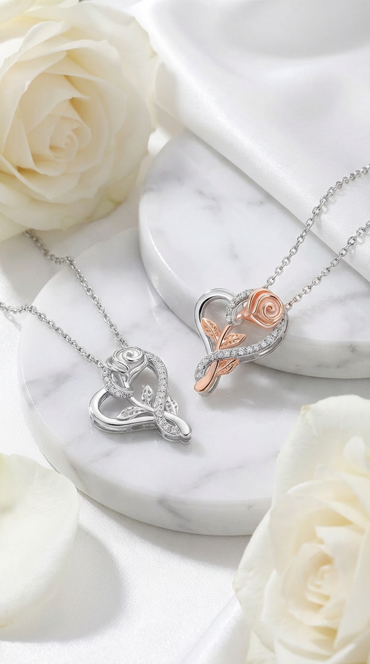 Heart-shaped rose necklace